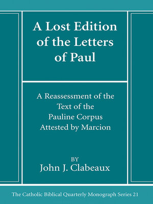 cover image of A Lost Edition of the Letters of Paul